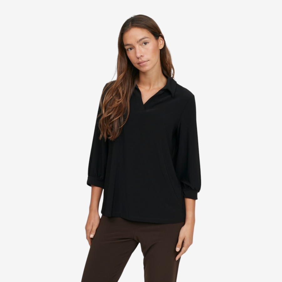 Image 126453_BLK.jpg, Product 126-453 / Price $69.99, Kim & Co Brazil Knit Johnny Collar 3/4 SL Shirt from Kim & Co. on TSC.ca's Fashion department