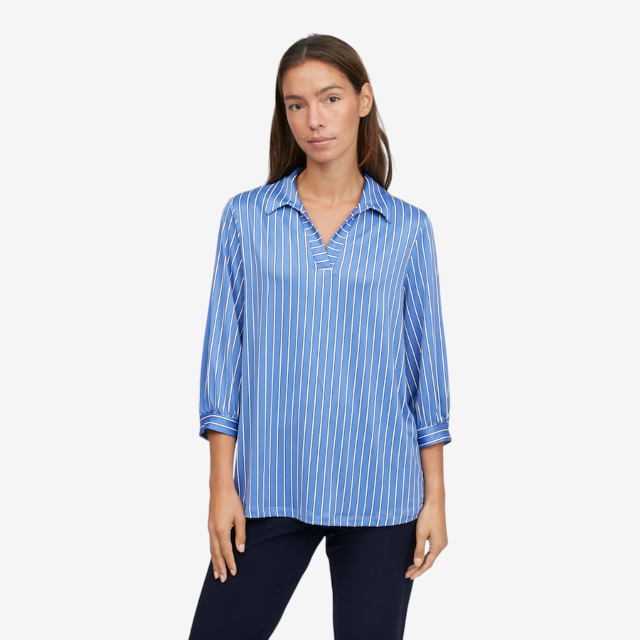 Image 126453_BLUER.jpg, Product 126-453 / Price $69.99, Kim & Co Brazil Knit Johnny Collar 3/4 SL Shirt from Kim & Co. on TSC.ca's Fashion department