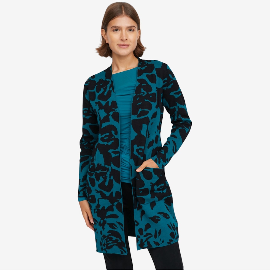 Image 126607_ALTMORE1.jpg, Product 126-607 / Price $59.99, Nina Leonard Long Sleeve Jacquard Sweater Cardigan from Nina Leonard on TSC.ca's Fashion department