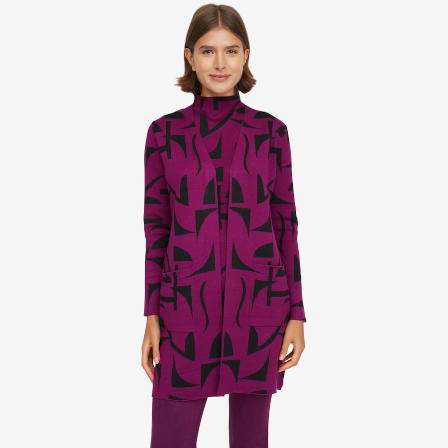 Image 126607_ALTMORE5.jpg, Product 126-607 / Price $59.99, Nina Leonard Long Sleeve Jacquard Sweater Cardigan from Nina Leonard on TSC.ca's Fashion department