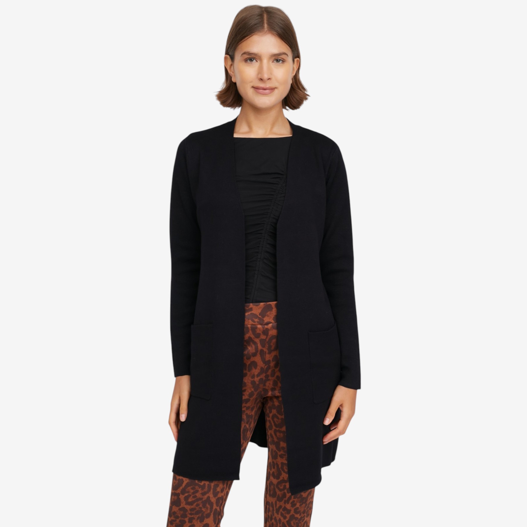 Nina Leonard Long Sleeve Jacquard Sweater Cardigan - TSC.ca