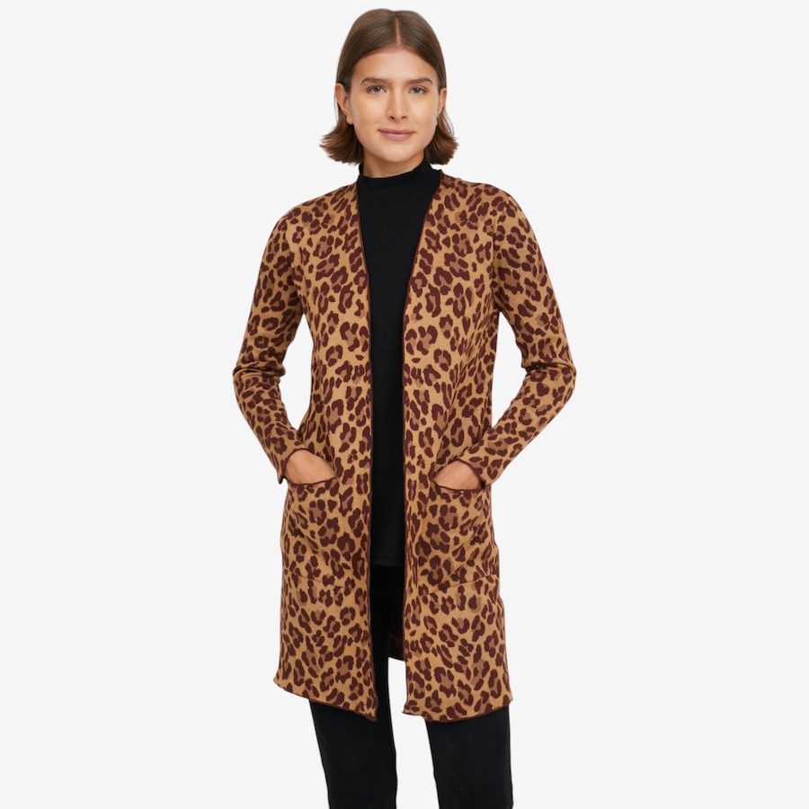 Image 126607_NEUAL.jpg, Product 126-607 / Price $59.99, Nina Leonard Long Sleeve Jacquard Sweater Cardigan from Nina Leonard on TSC.ca's Fashion department