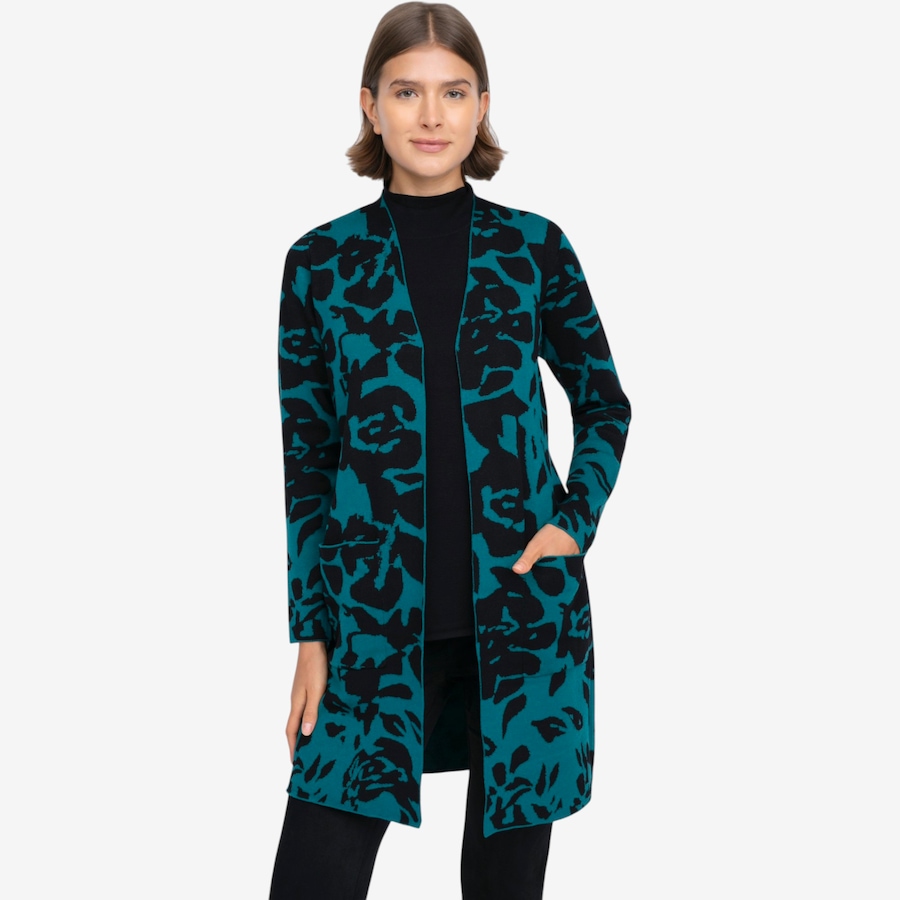 Image 126607_REATL.jpg, Product 126-607 / Price $59.99, Nina Leonard Long Sleeve Jacquard Sweater Cardigan from Nina Leonard on TSC.ca's Fashion department
