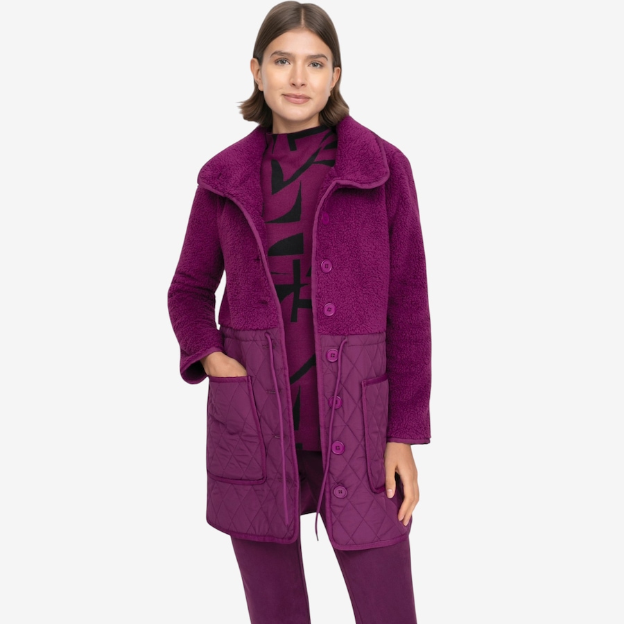 Image 126608_RPLUM.jpg, Product 126-608 / Price $59.99, Nina Leonard Long Sleeve Button Front Jacket with Faux Sherpa Top from Nina Leonard on TSC.ca's Fashion department