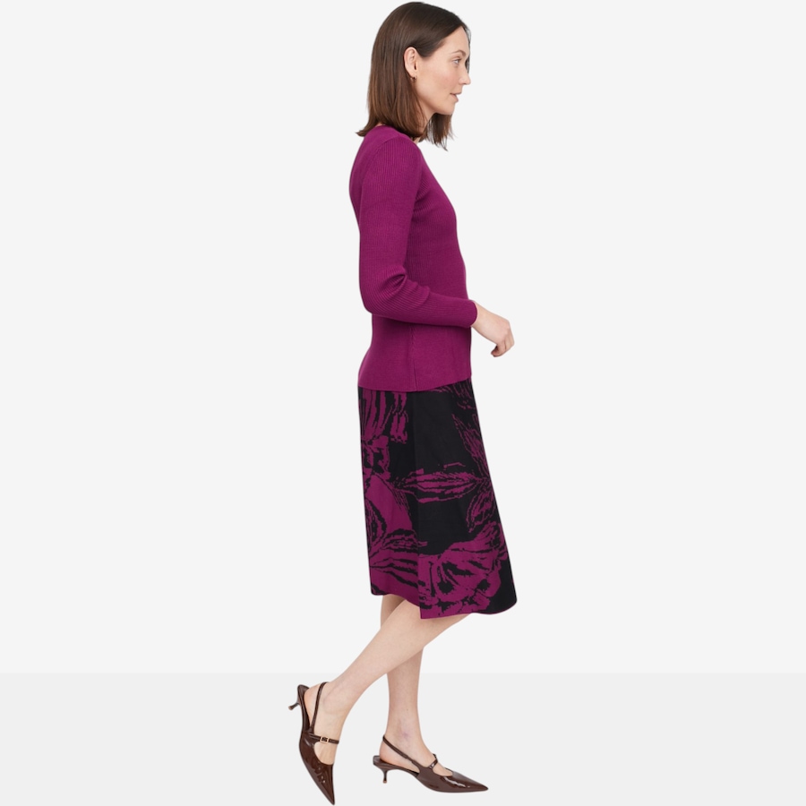 Image 126611_ALTMORE2.jpg, Product 126-611 / Price $89.99, Nina Leonard 2-Piece Long Sleeve Ribbed Top and Jacquard Flare Skirt from Nina Leonard on TSC.ca's Fashion department