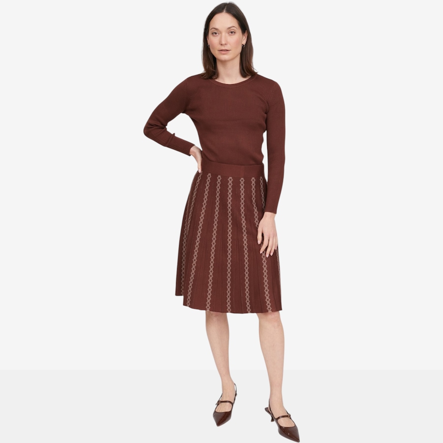 Image 126611_ALTMORE5.jpg, Product 126-611 / Price $89.99, Nina Leonard 2-Piece Long Sleeve Ribbed Top and Jacquard Flare Skirt from Nina Leonard on TSC.ca's Fashion department