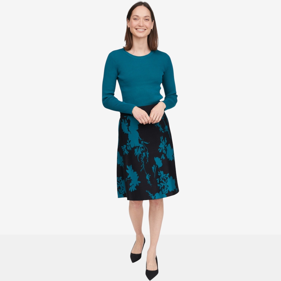 Image 126611_ALTMORE6.jpg, Product 126-611 / Price $89.99, Nina Leonard 2-Piece Long Sleeve Ribbed Top and Jacquard Flare Skirt from Nina Leonard on TSC.ca's Fashion department