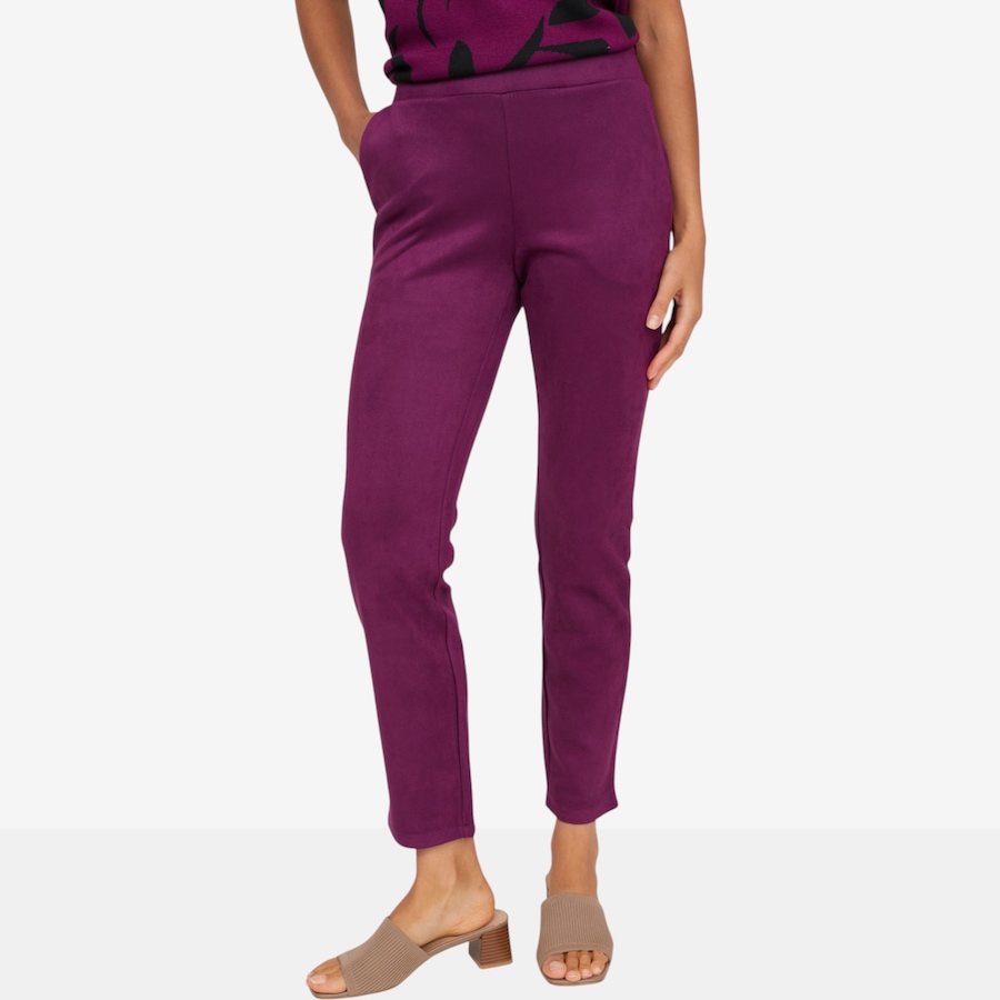 Image 126613_RPLUM.jpg, Product 126-613 / Price $49.99, Nina Leonard Faux Suede Narrow Leg Pant from Nina Leonard on TSC.ca's Fashion department