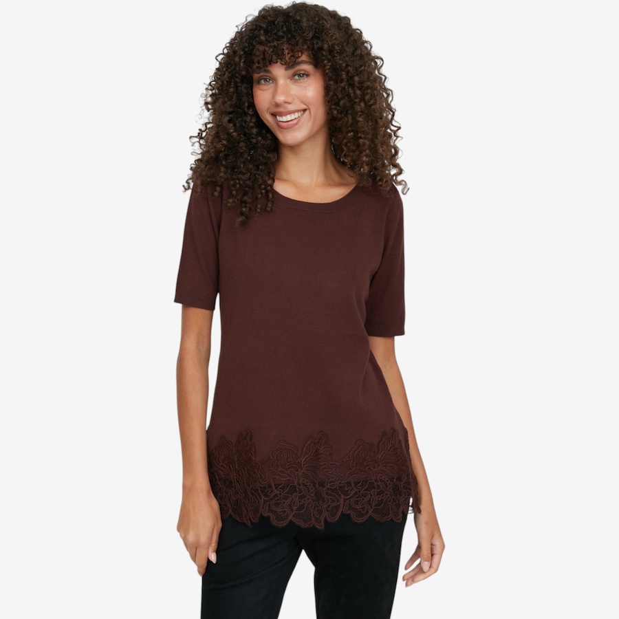 Image 126624_CHOCO.jpg, Product 126-624 / Price $49.99, Nina Leonard Elbow Sleeve Scoop Neck Sweater from Nina Leonard on TSC.ca's Fashion department