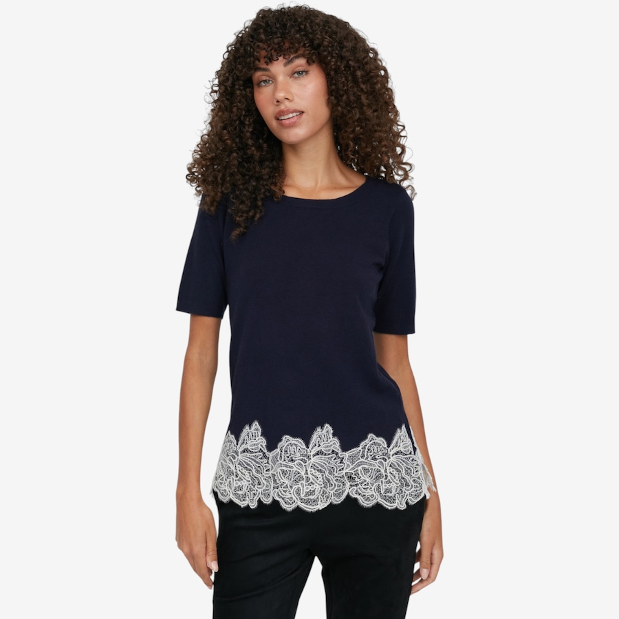 Image 126624_NAVYI.jpg, Product 126-624 / Price $49.99, Nina Leonard Elbow Sleeve Scoop Neck Sweater from Nina Leonard on TSC.ca's Fashion department
