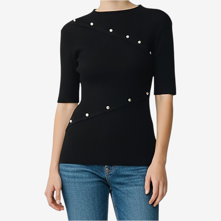 Image 126628_BLK.jpg, Product 126-628 / Price $49.99, Nina Leonard Elbow Sleeve Mock Neck Sweater from Nina Leonard on TSC.ca's Fashion department