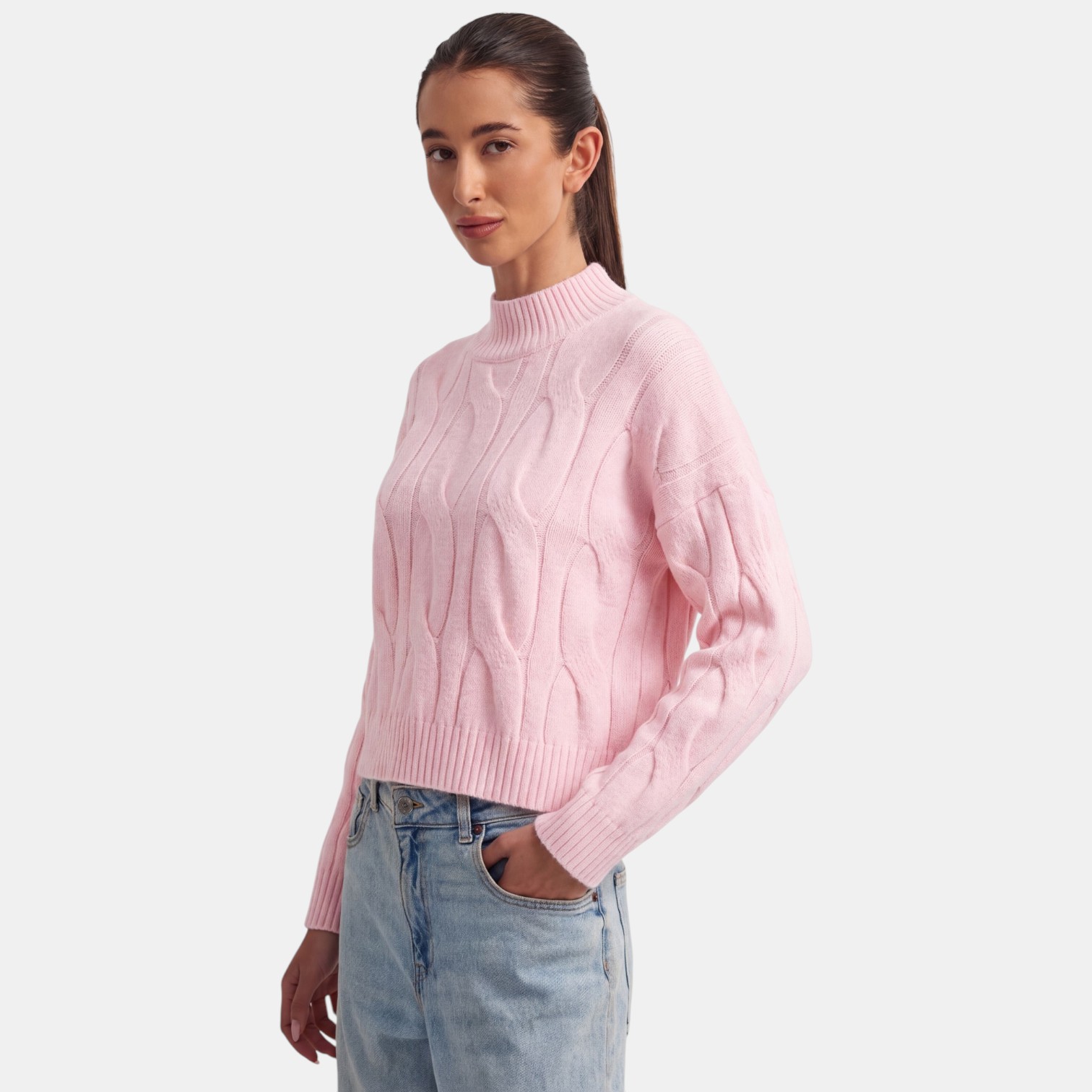 Astrid Etta Mock Neck Cable Sweater - TSC.ca