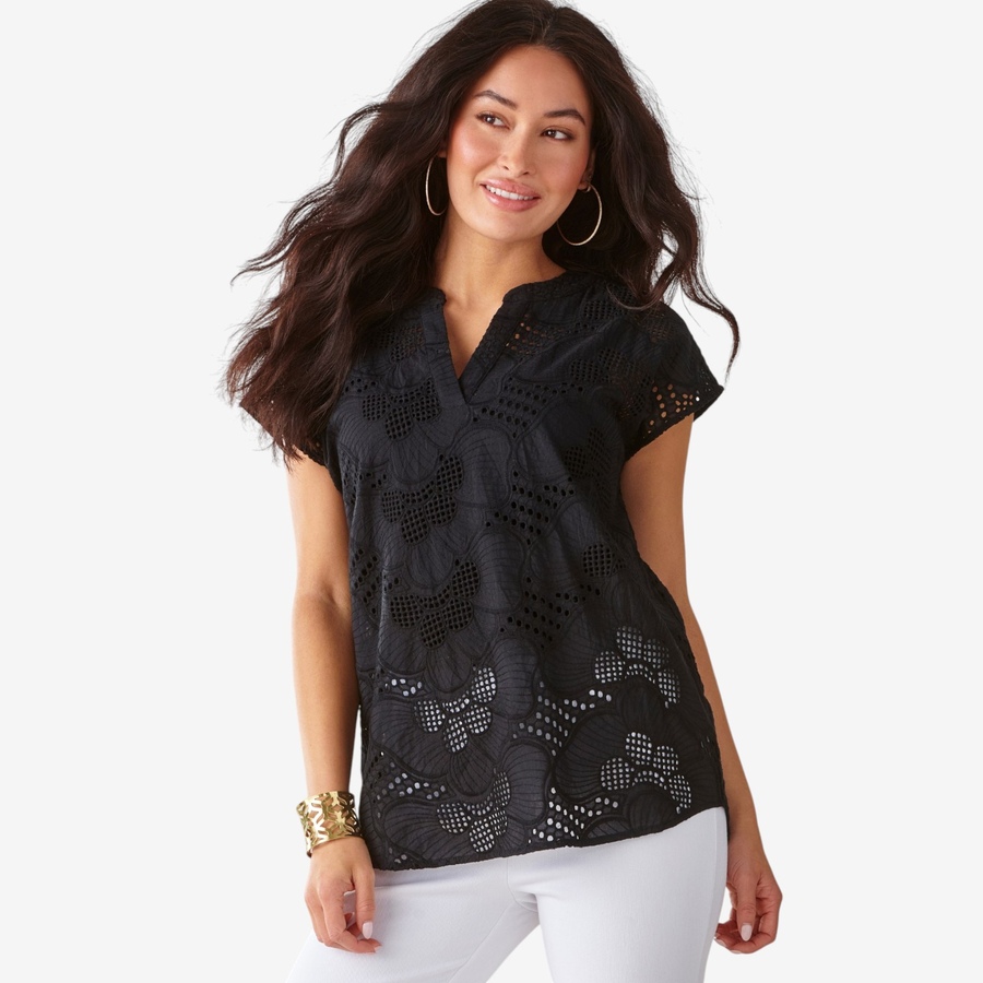Image 126933_BLK.jpg, Product 126-933 / Price $59.99, Charlie Paige Eyelet Dolman Top from Charlie Paige on TSC.ca's Fashion department