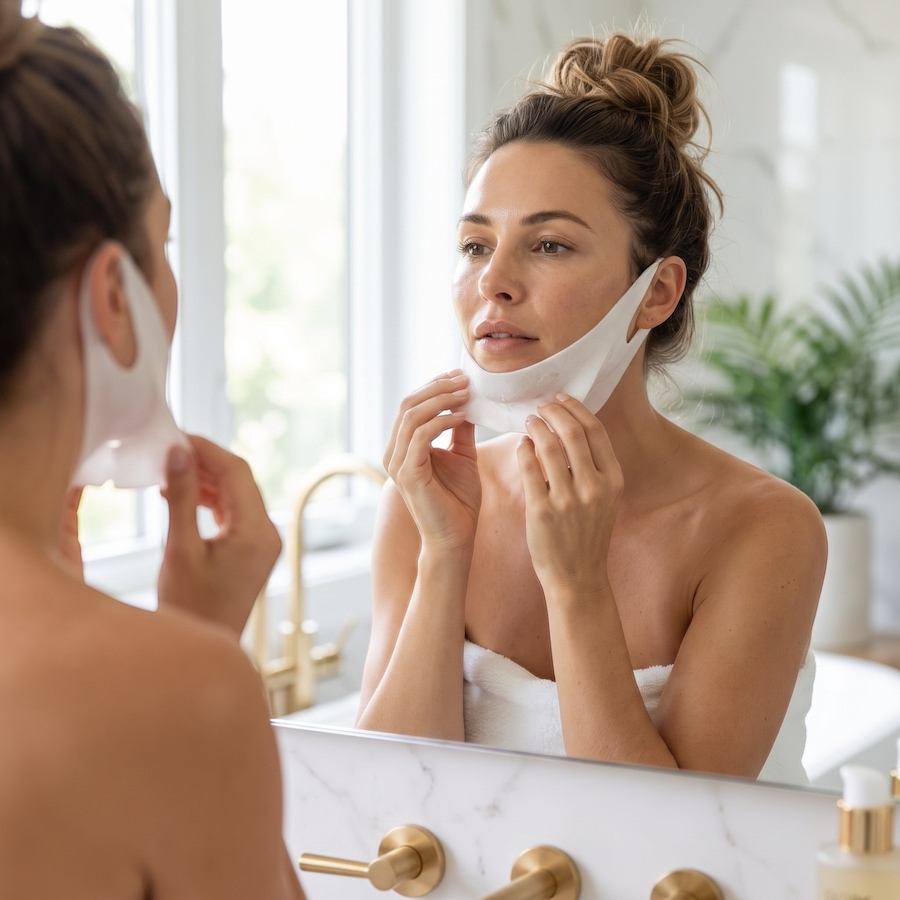 Image 127551_ALTMORE2.jpg, Product 127-551 / Price $39.99, GLO24K Chin & Neck V-Line Mask 5-Pack from GLO24k on TSC.ca's Beauty department