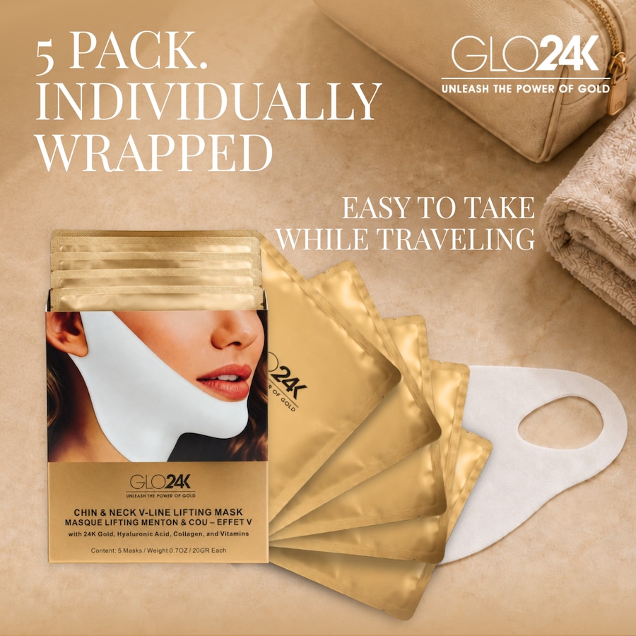 Image 127551_ALTMORE3.jpg, Product 127-551 / Price $39.99, GLO24K Chin & Neck V-Line Mask 5-Pack from GLO24k on TSC.ca's Beauty department