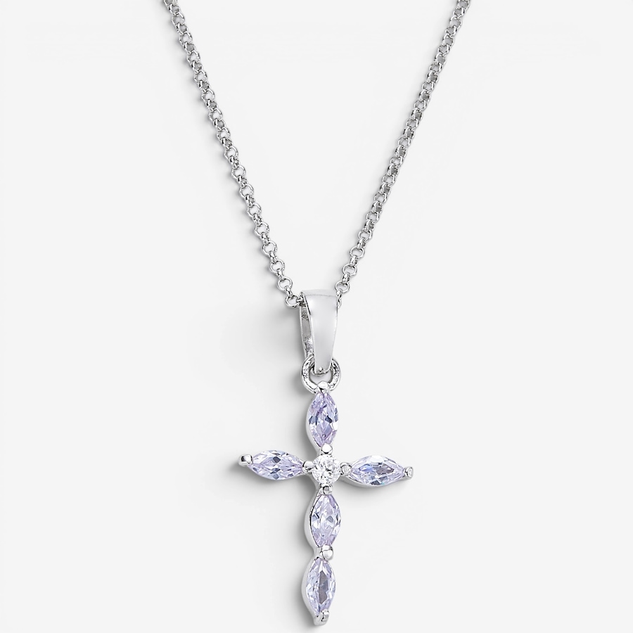 Image 130128_ALE.jpg, Product 130-128 / Price $69.99, Silver Gallery Sterling Silver Rhodium Plated Cubic Zirconia Birthday Month Cross With Chain from Silver Gallery on TSC.ca's Jewellery department