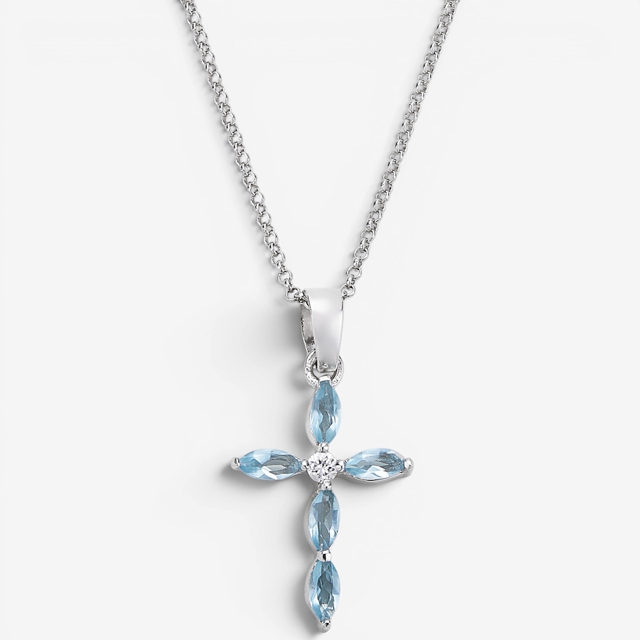 Image 130128_AQA.jpg, Product 130-128 / Price $69.99, Silver Gallery Sterling Silver Rhodium Plated Cubic Zirconia Birthday Month Cross With Chain from Silver Gallery on TSC.ca's Jewellery department