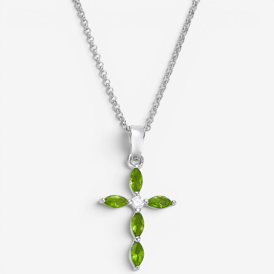 Image 130128_PER.jpg, Product 130-128 / Price $69.99, Silver Gallery Sterling Silver Rhodium Plated Cubic Zirconia Birthday Month Cross With Chain from Silver Gallery on TSC.ca's Jewellery department