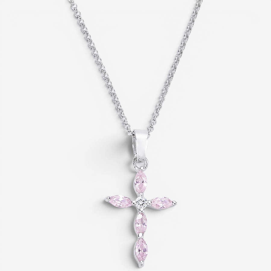 Image 130128_PTO.jpg, Product 130-128 / Price $69.99, Silver Gallery Sterling Silver Rhodium Plated Cubic Zirconia Birthday Month Cross With Chain from Silver Gallery on TSC.ca's Jewellery department