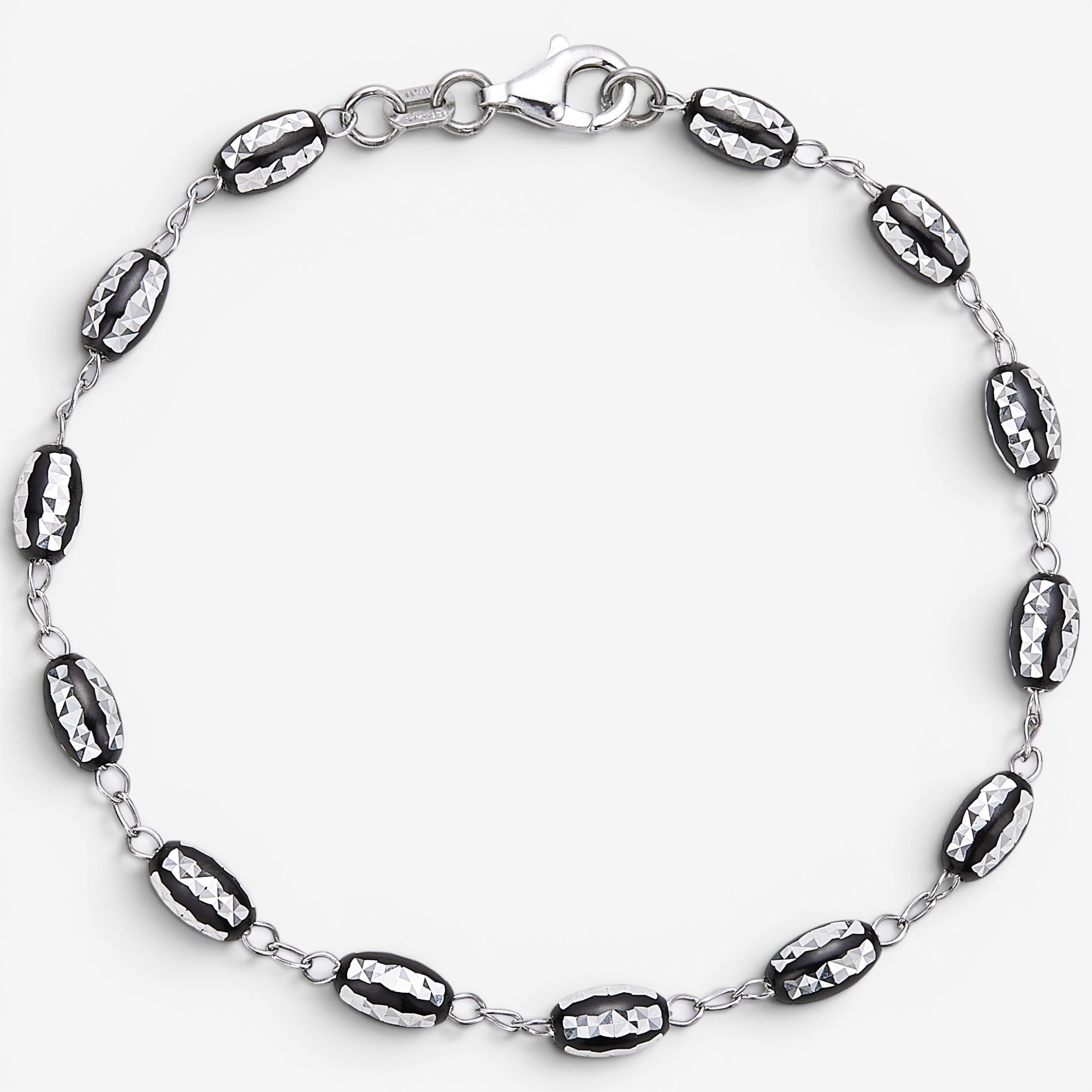 Silver Gallery Sterling Silver Open Curb Link Black & Silver