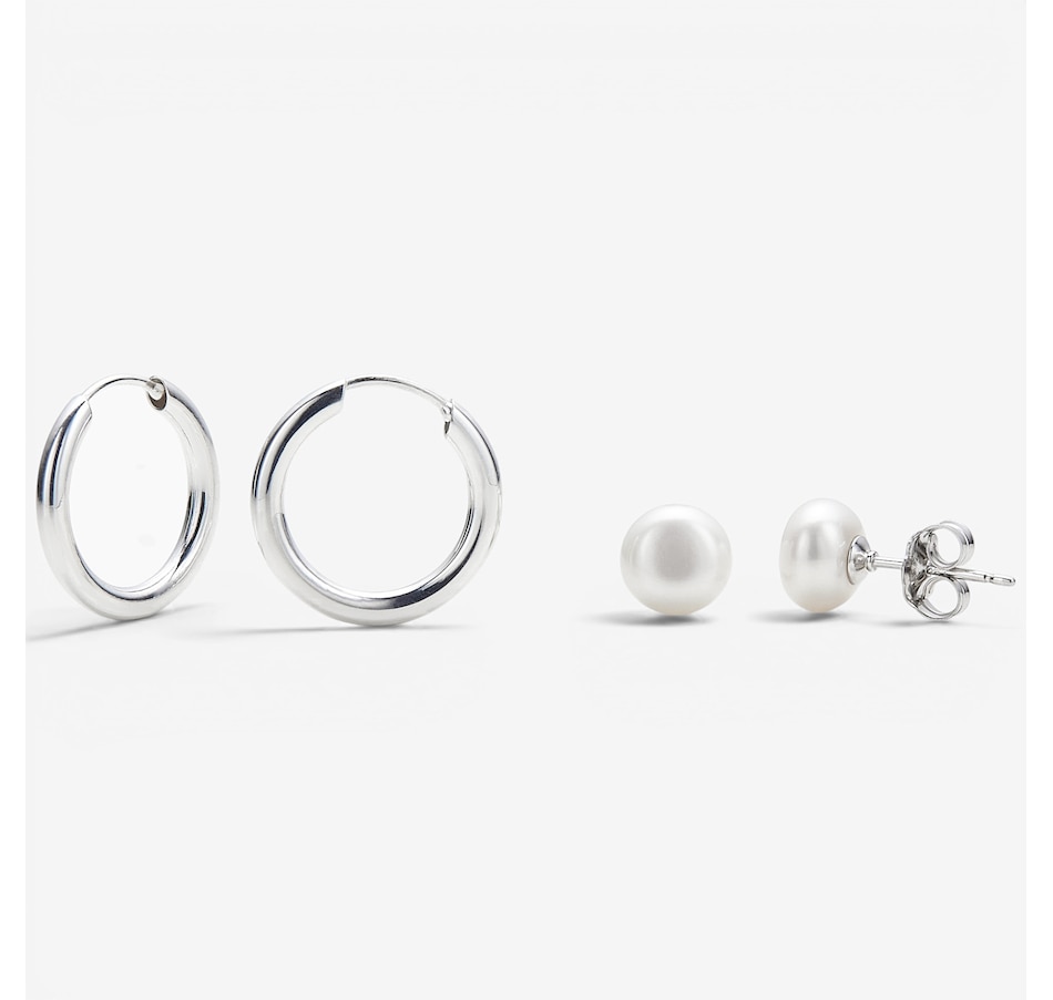 Image 130138.jpg, Product 130-138 / Price $69.99, Silver Gallery Sterling Silver Pearl Stud & Hoop Earring Set from Silver Gallery on TSC.ca's Jewellery department