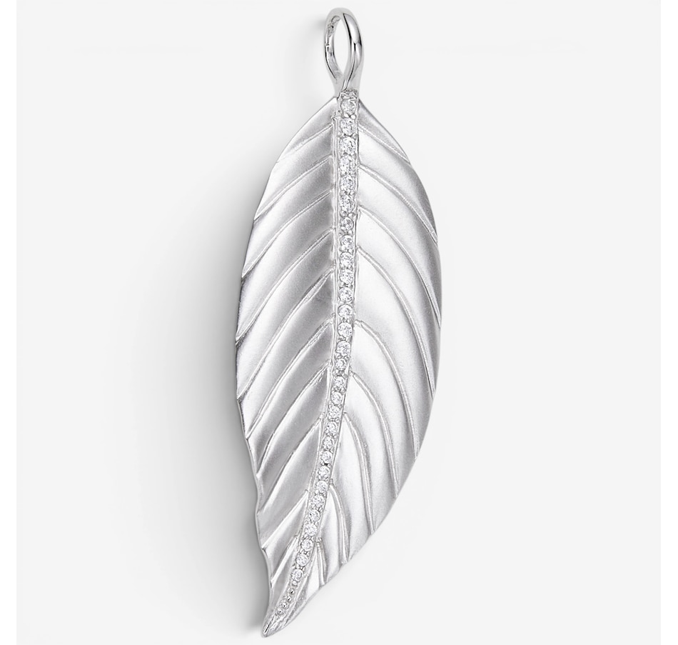 Image 130140.jpg, Product 130-140 / Price $79.99, Silver Gallery Sterling Silver Rhodium Plated Satin Leaf With Cubic Zirconia Pendant from Silver Gallery on TSC.ca's Jewellery department