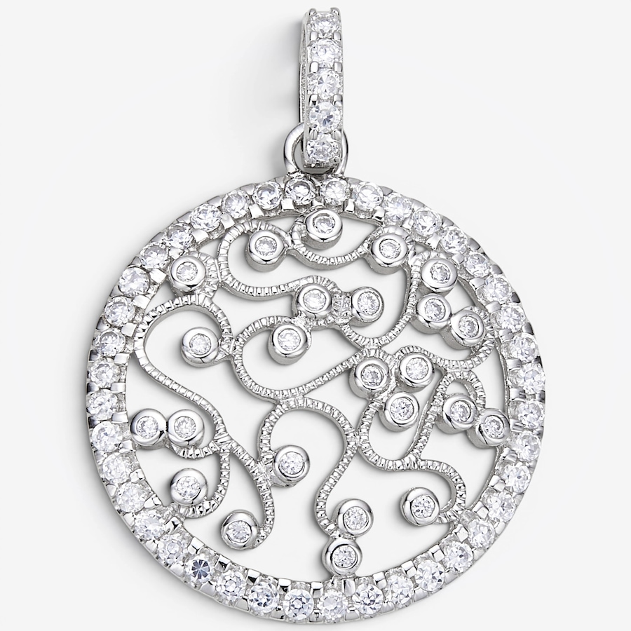 Image 130146.jpg, Product 130-146 / Price $119.99, Silver Gallery Sterling Silver Rhodium Plated Cubic Zirconia Round Filigree Pendant from Silver Gallery on TSC.ca's Jewellery department