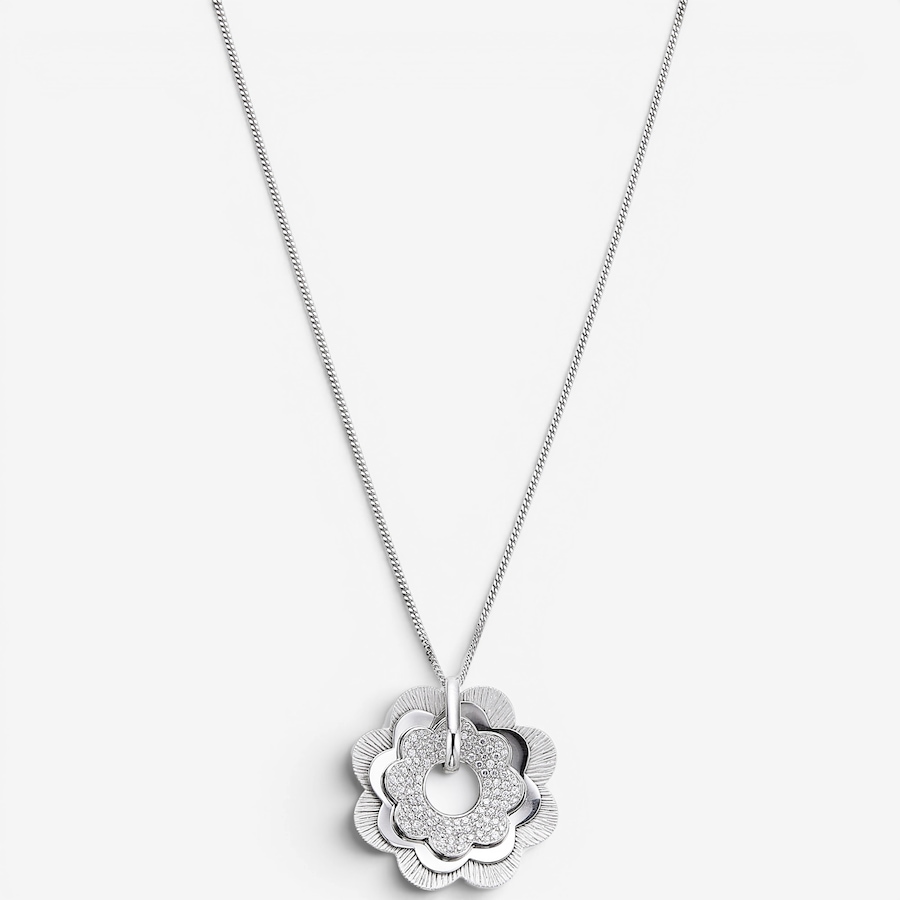 Image 130149.jpg, Product 130-149 / Price $349.99, Silver Gallery Sterling Silver Rhodium Plated Multi Finish Flower Pendant With Chain from Silver Gallery on TSC.ca's Jewellery department