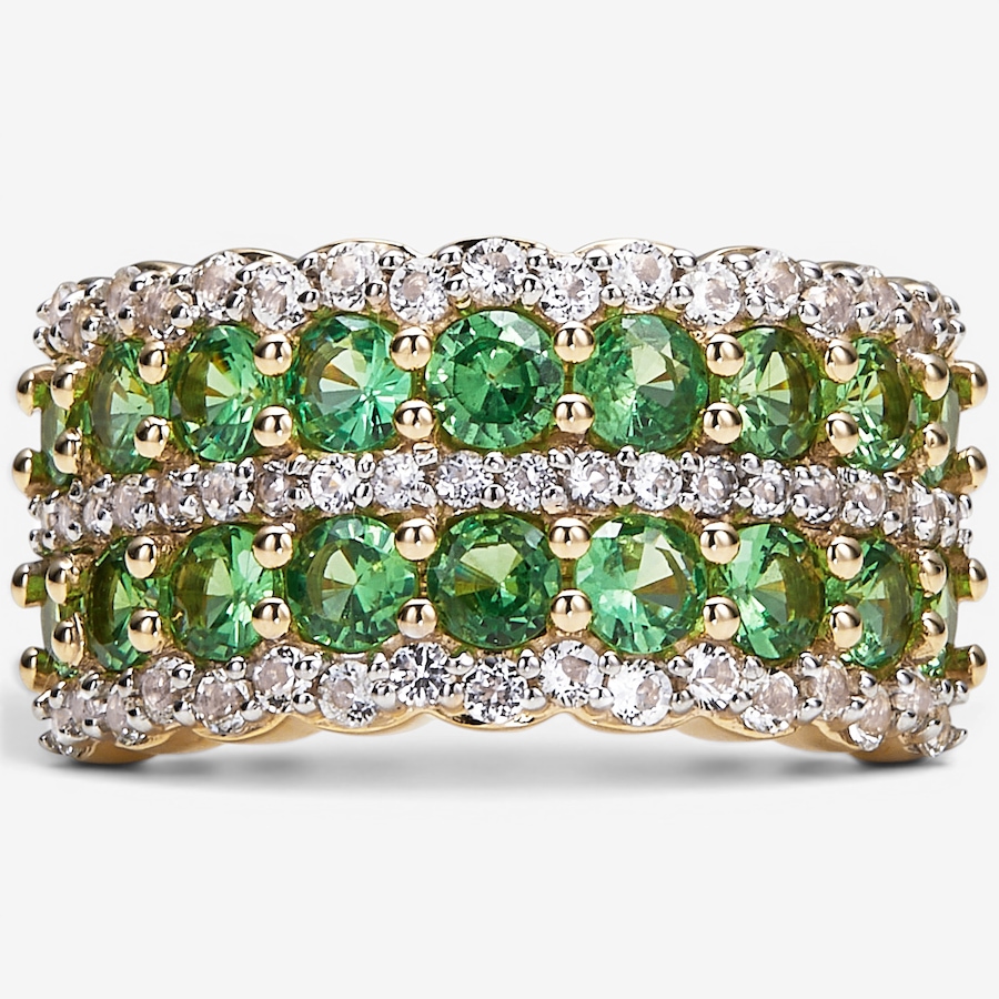 Image 130163.jpg, Product 130-163 / Price $3,599.99, 14K Yellow Gold Tsavorite and White Topaz Ring from Gem Creations on TSC.ca's Jewellery department