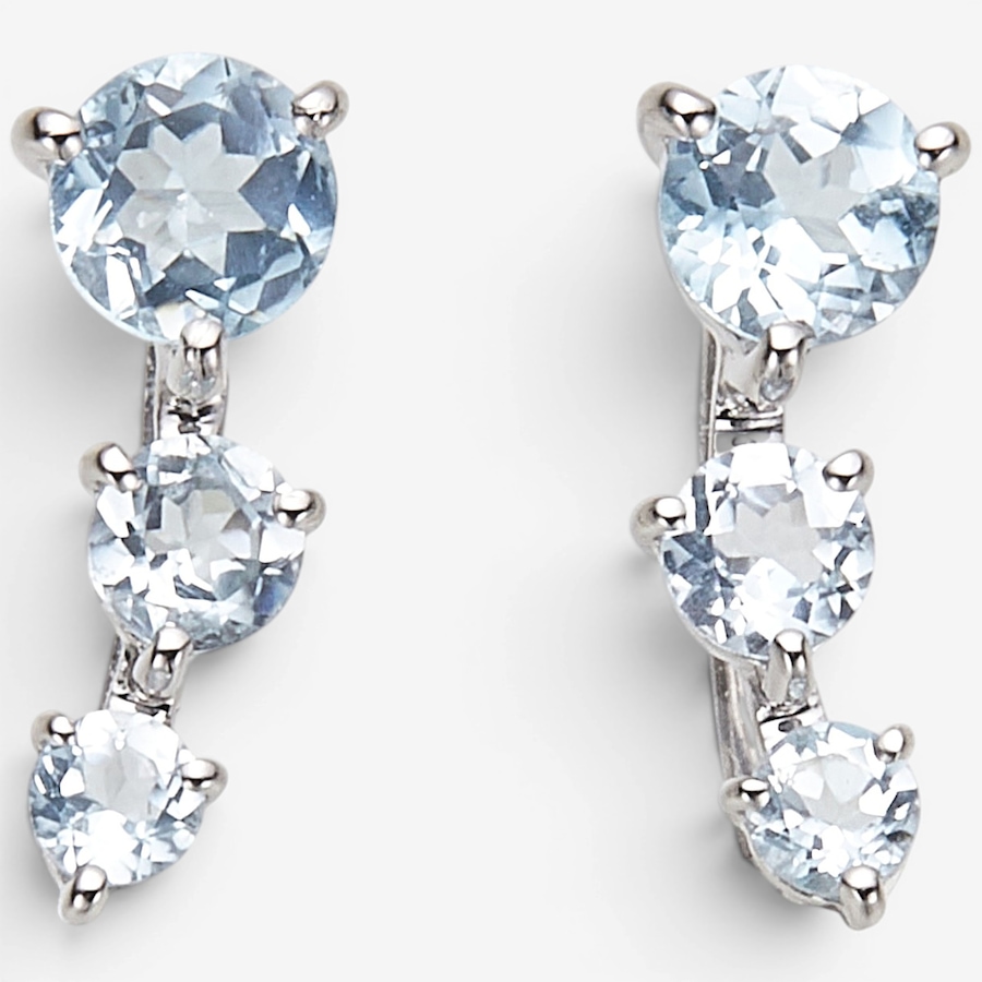 Image 130164_AQU.jpg, Product 130-164 / Price $599.99, 14K White Gold Three Stone Gemstone Earrings from Gem Creations on TSC.ca's Jewellery department