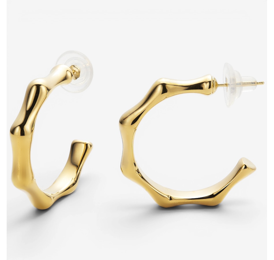 Image 130175.jpg, Product 130-175 / Price $449.99, Soave Oro 14K Yellow Gold Resin Filled Bamboo Style Hoop Earrings from Soave Oro on TSC.ca's Jewellery department