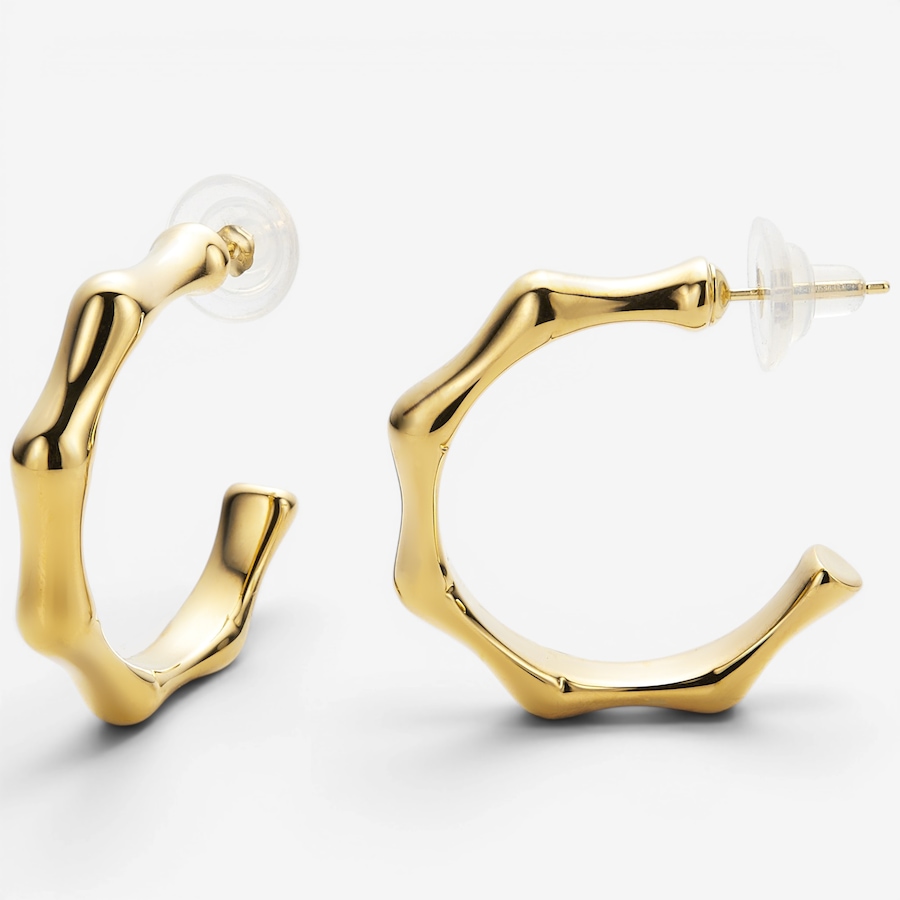 Image 130175.jpg, Product 130-175 / Price $449.99, Soave Oro 14K Yellow Gold Resin Filled Bamboo Style Hoop Earrings from Soave Oro on TSC.ca's Jewellery department