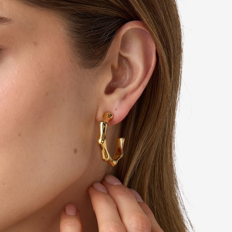 Image 130175_ALTMORE1.jpg, Product 130-175 / Price $449.99, Soave Oro 14K Yellow Gold Resin Filled Bamboo Style Hoop Earrings from Soave Oro on TSC.ca's Jewellery department