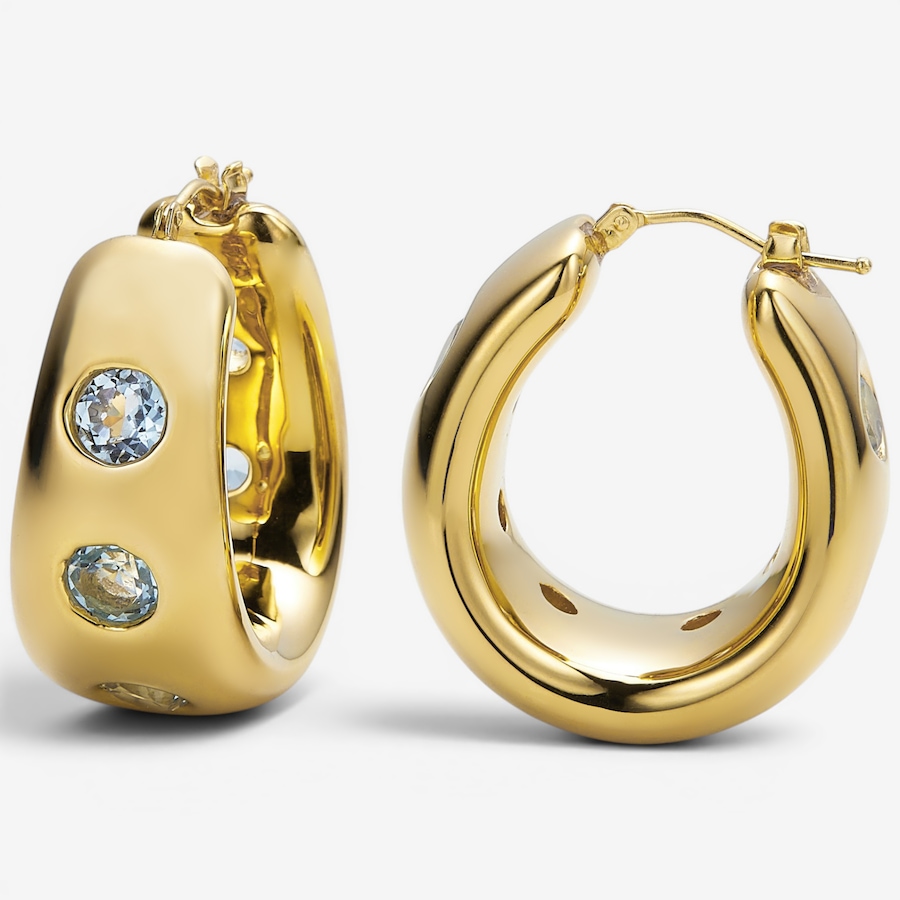 Image 130176.jpg, Product 130-176 / Price $529.99, Soave Oro 14K Yellow Gold Resin Filled And Gemstone Hoop Earrings from Soave Oro on TSC.ca's Jewellery department
