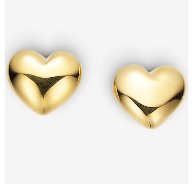  Soave Oro 14K Yellow Gold Resin Filled Heart Stud Earrings