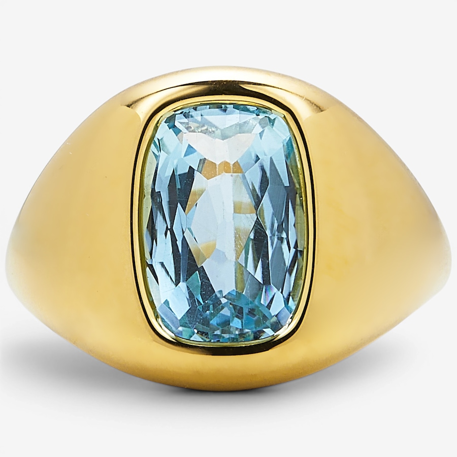 Image 130185.jpg, Product 130-185 / Price $299.99, Soave Oro 14K Yellow Gold Resin Filled Blue Signet Ring from Soave Oro on TSC.ca's Jewellery department