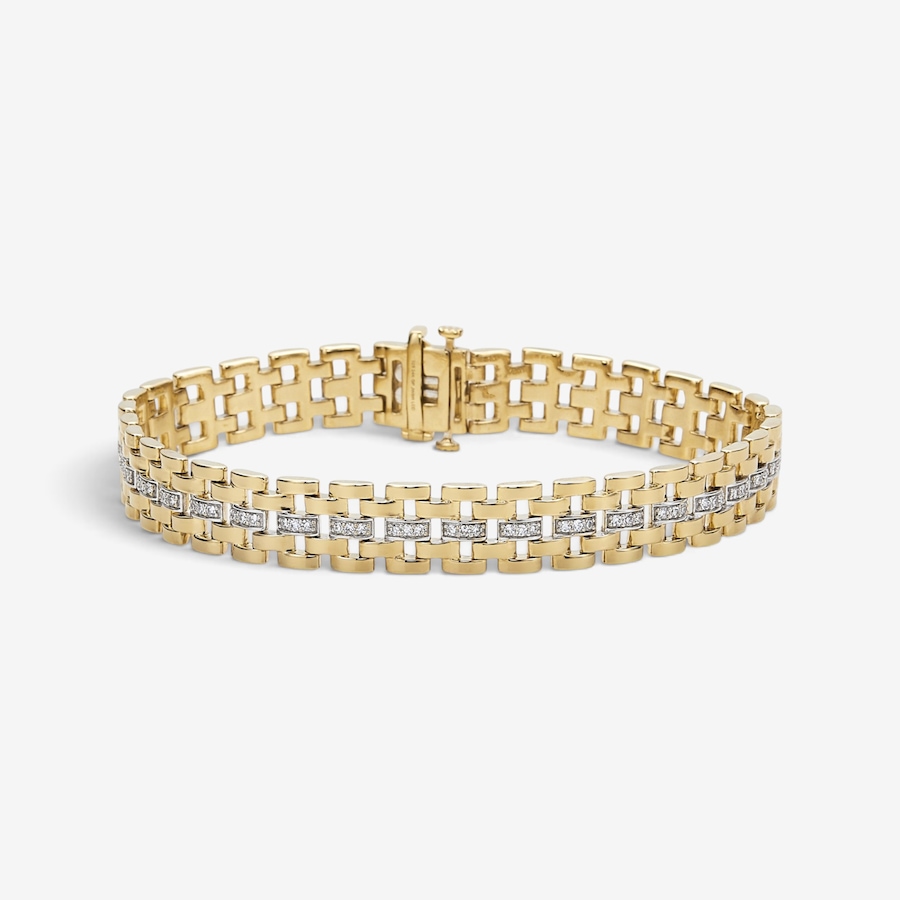 Image 130220.jpg, Product 130-220 / Price $599.99,  EVERA Diamonds Sterling Silver Yellow Gold Plate Men's 1.00ctw Diamond Bracelet from Evera Diamonds on TSC.ca's Jewellery department