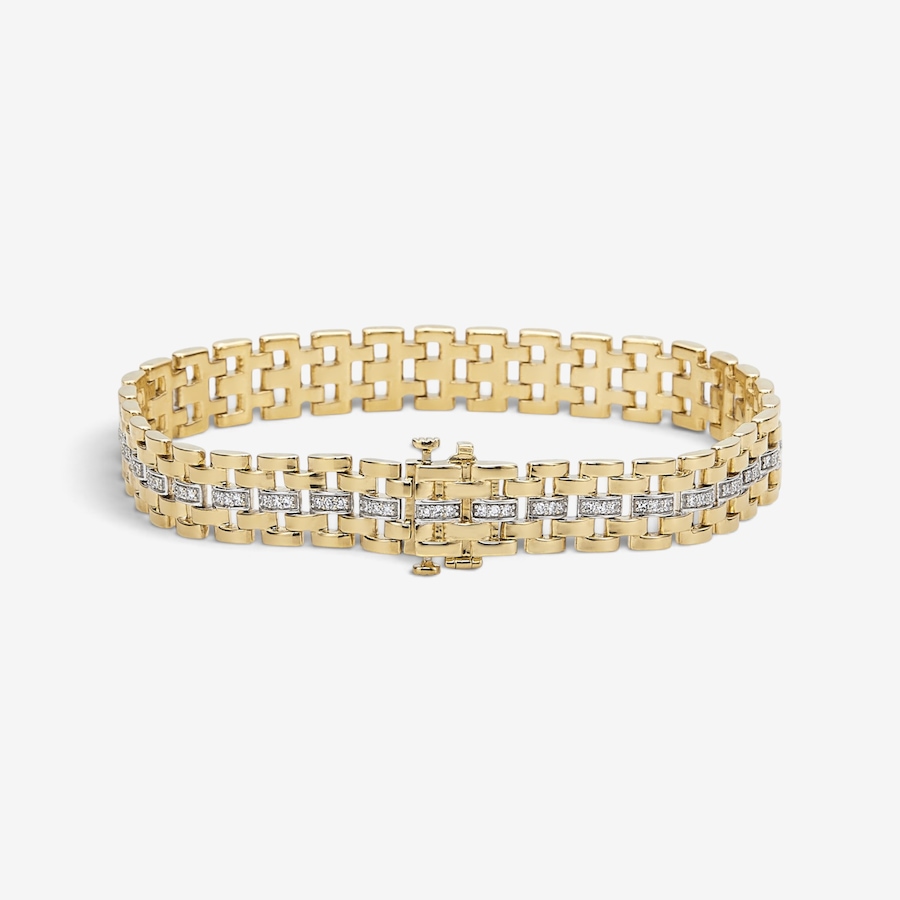Image 130220_ALTMORE1.jpg, Product 130-220 / Price $599.99,  EVERA Diamonds Sterling Silver Yellow Gold Plate Men's 1.00ctw Diamond Bracelet from Evera Diamonds on TSC.ca's Jewellery department