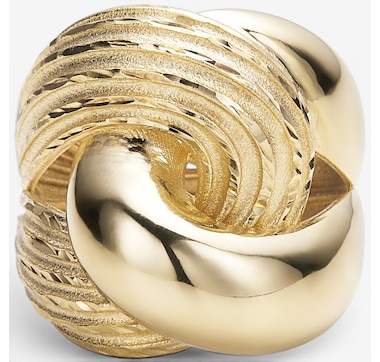 Uno A Erre 18K Yellow Gold Satin &amp; Diamond Cut Solid Intertwined Ring