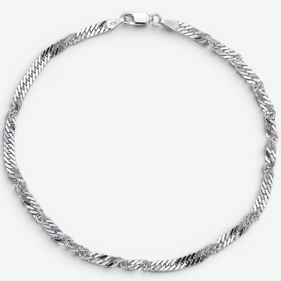 Image 130269.jpg, Product 130-269 / Price $99.99, Silver Gallery Sterling Silver Rhodium Plated Singapore Link Anklet from Silver Gallery on TSC.ca's Jewellery department