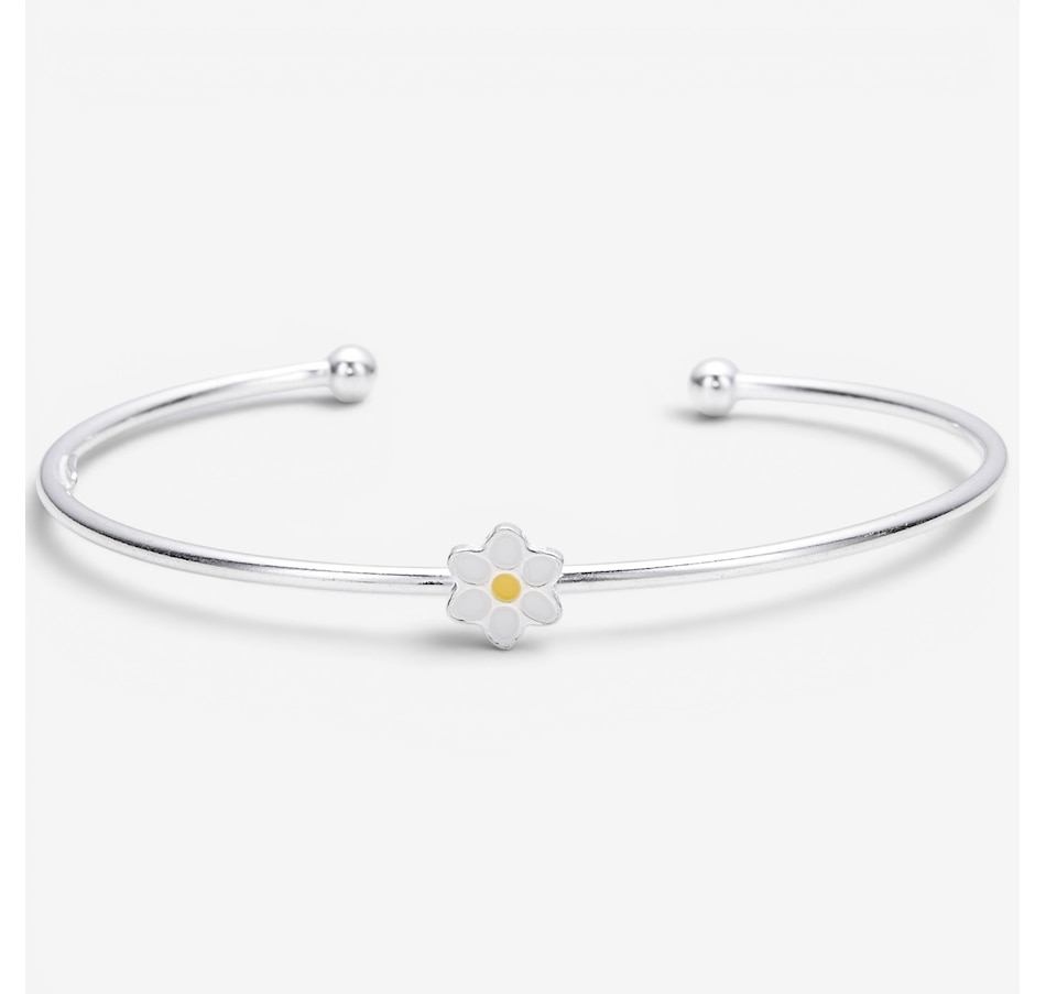 Image 130279.jpg, Product 130-279 / Price $57.99, Silver Gallery For Kids Sterling Silver With White Enamel Flower Cuff Bracelet from Silver Gallery on TSC.ca's Jewellery department