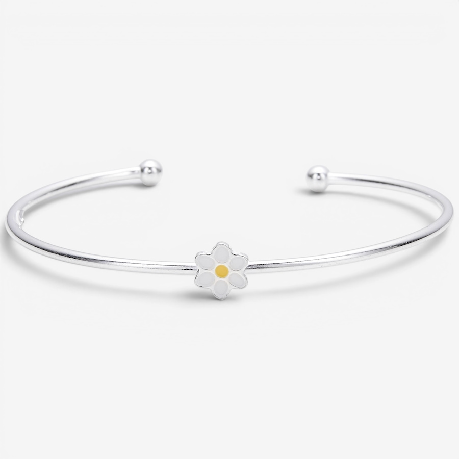 Image 130279.jpg, Product 130-279 / Price $57.99, Silver Gallery For Kids Sterling Silver With White Enamel Flower Cuff Bracelet from Silver Gallery on TSC.ca's Jewellery department