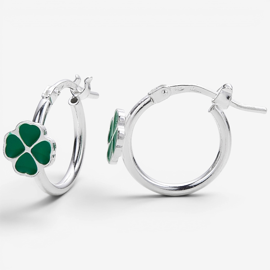 Image 130284.jpg, Product 130-284 / Price $69.99, Silver Gallery For Kids Sterling Silver With Green Enamel Clover Hoop Earrings from Silver Gallery on TSC.ca's Jewellery department