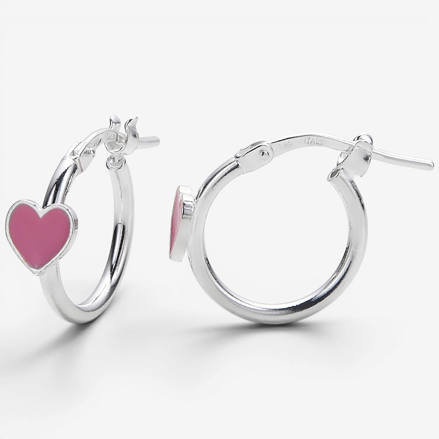 Image 130286.jpg, Product 130-286 / Price $69.99, Silver Gallery For Kids Sterling Silver With Pink Enamel Heart Hoop Earrings from Silver Gallery on TSC.ca's Jewellery department