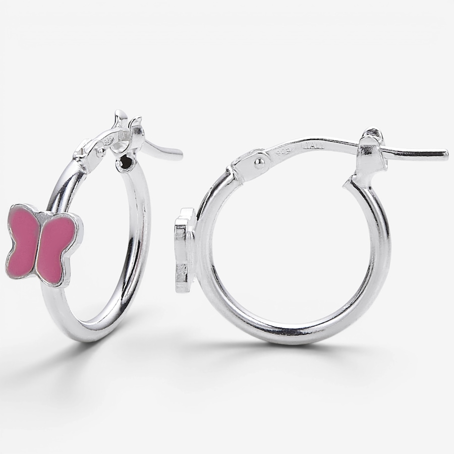 Image 130289.jpg, Product 130-289 / Price $69.99, Silver Gallery For Kids Sterling Silver With Pink Enamel Butterfly Hoop Earrings from Silver Gallery on TSC.ca's Jewellery department