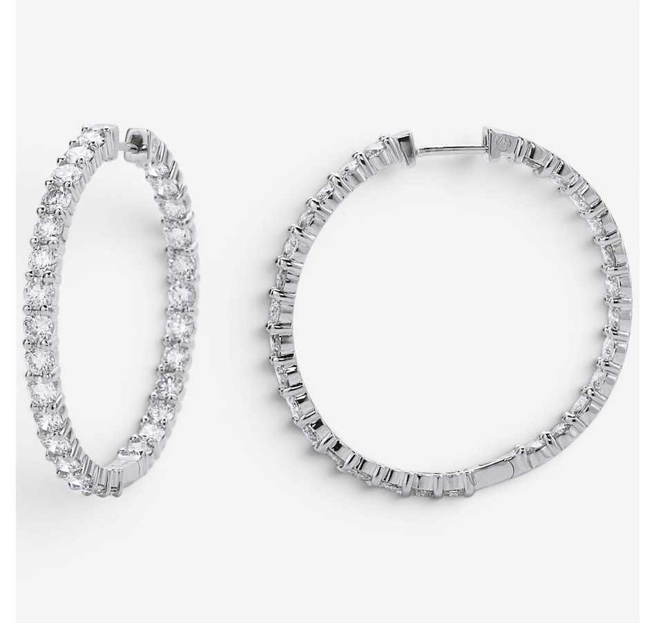 Image 130292_WGL.jpg, Product 130-292 / Price $5,699.99, 14K Gold 5.00 ctw Diamond In and Out Hoop Earrings from Diamond Show on TSC.ca's Jewellery department