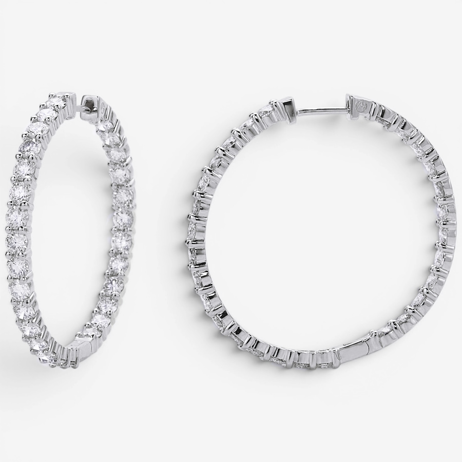 Image 130292_WGL.jpg, Product 130-292 / Price $5,599.99, 14K Gold 5.00 ctw Diamond In and Out Hoop Earrings from Diamond Show on TSC.ca's Jewellery department