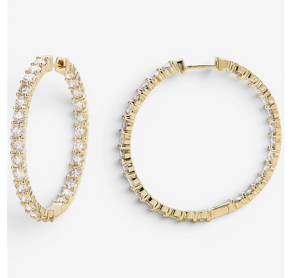 Image 130292_YGL.jpg, Product 130-292 / Price $5,699.99, 14K Gold 5.00 ctw Diamond In and Out Hoop Earrings from Diamond Show on TSC.ca's Jewellery department