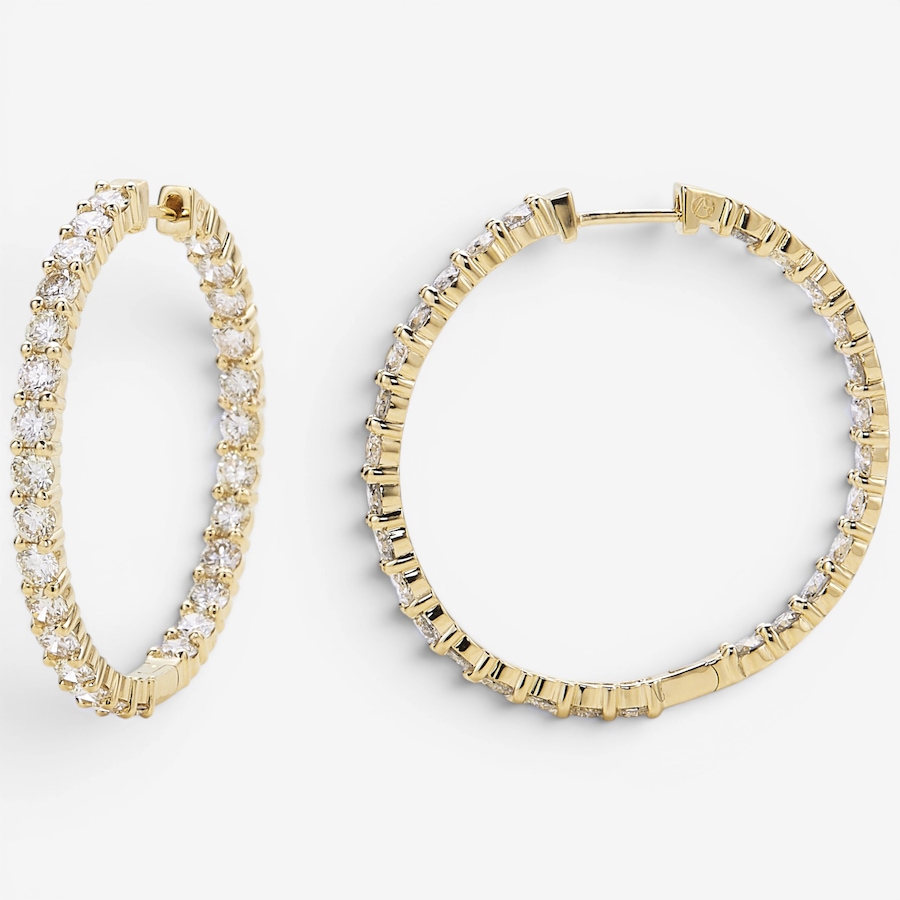 Image 130292_YGL.jpg, Product 130-292 / Price $5,599.99, 14K Gold 5.00 ctw Diamond In and Out Hoop Earrings from Diamond Show on TSC.ca's Jewellery department
