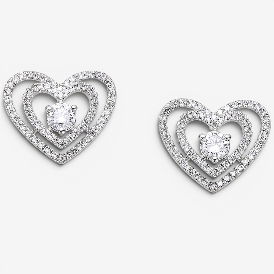 Image 130300.jpg, Product 130-300 / Price $749.99, 10K White Gold 0.50 ctw Double Heart Diamond Earrings from Diamond Show on TSC.ca's Jewellery department
